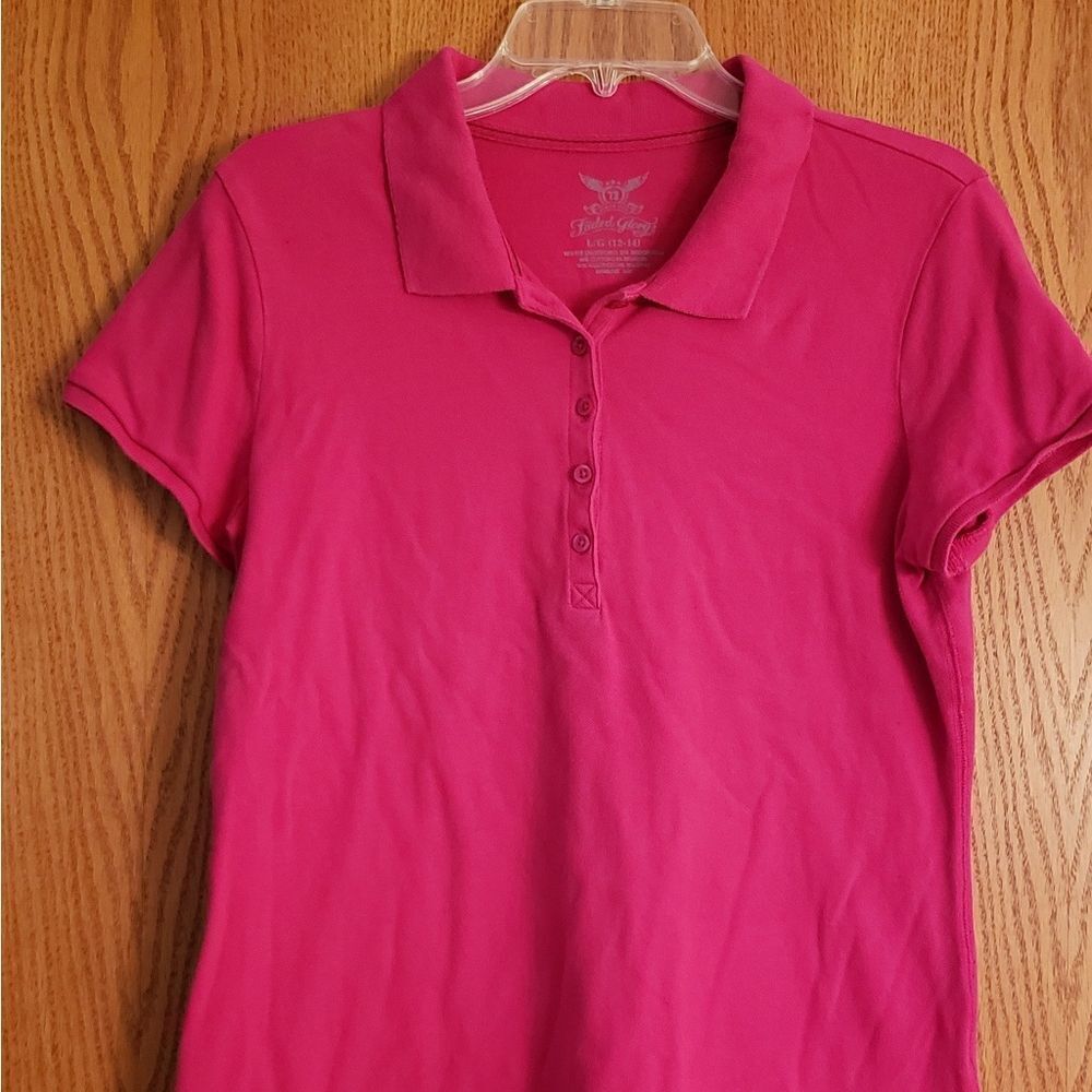 Faded Glory Pink Ladies Polo Shirt Sz. L
